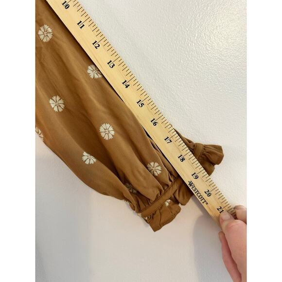 Madewell Womens V-Neck Long Sleeve Ruffle Tiered Western Boho Mini Dress Size XS - Picture 8 of 9